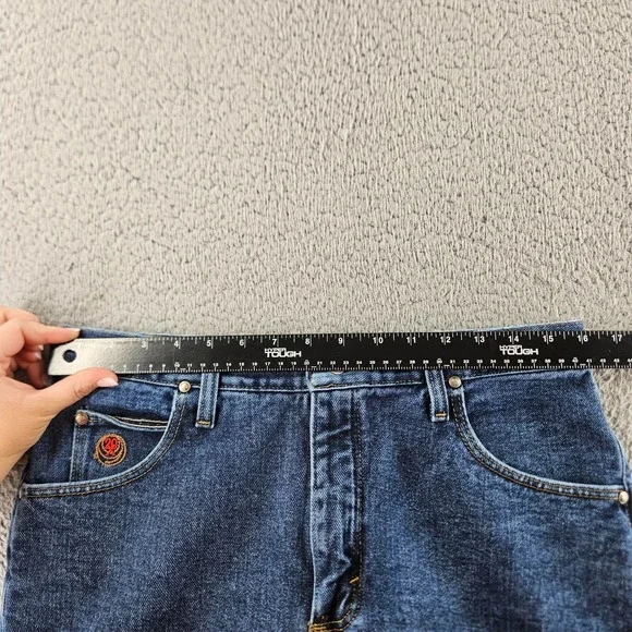 Wrangler Jeans Womens 14 Blue Denim High Rise Straight Leg Western Cowgirl - Picture 5 of 16